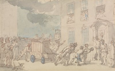 Die Ankunft der Feuerwehr von Thomas Rowlandson